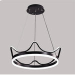 Dimmable Round Led Ring Chandelier Crown Design Modern Aluminum Acrylic Pendant Light For Living Room
