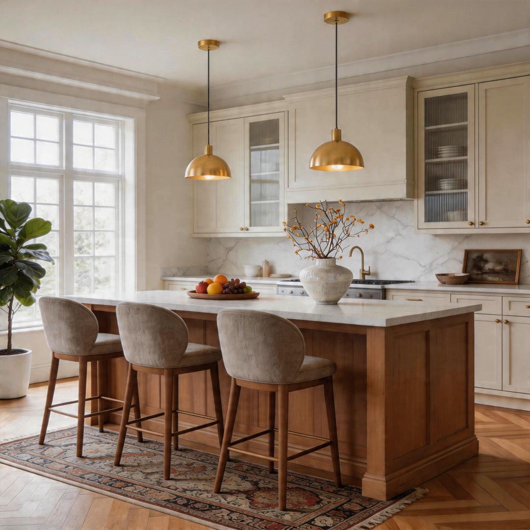 Nordic Brass Pendant Light with Adjustable Cord for Modern Interiors