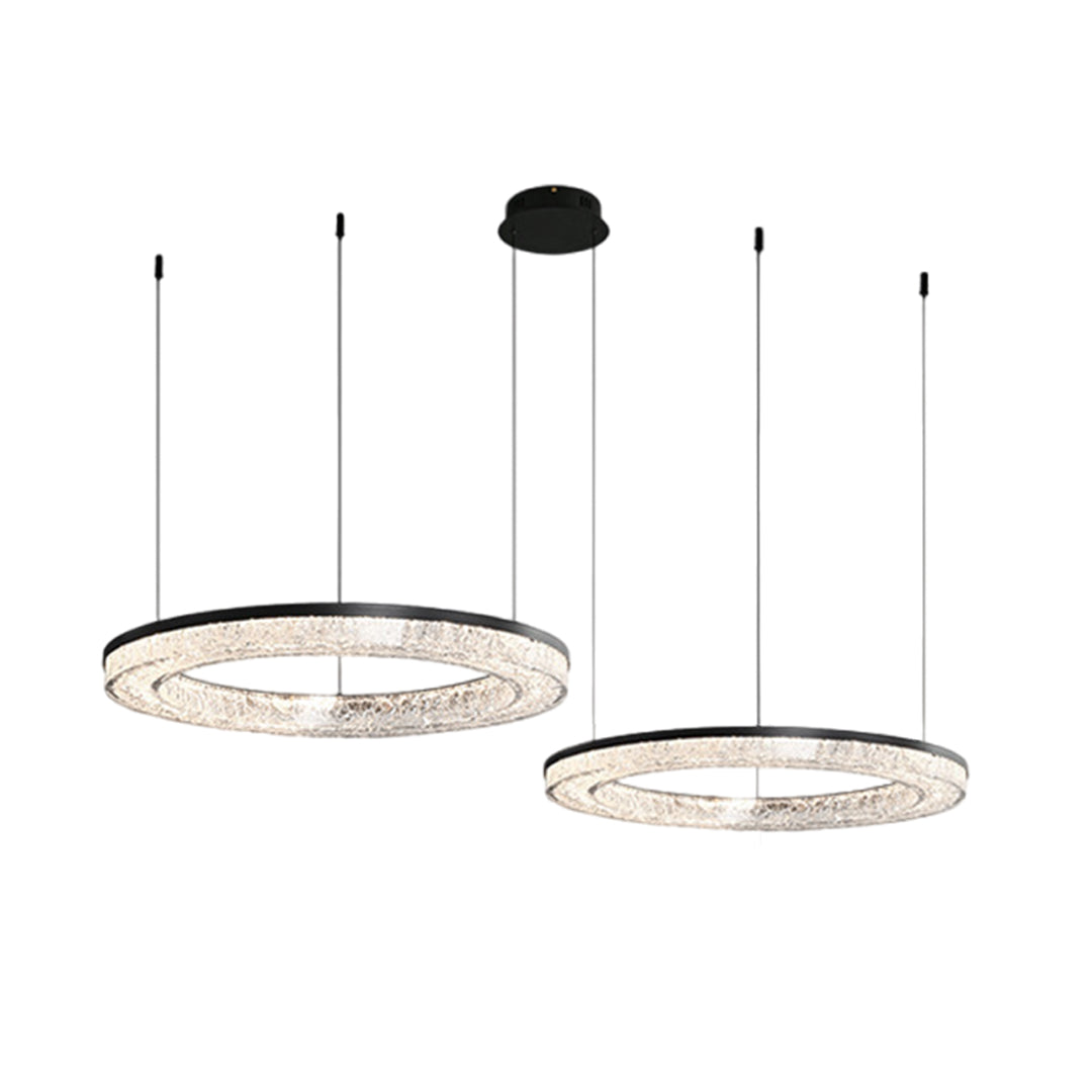 Lumière Ring Pendant Chandelier in Black and Crystal