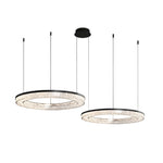 Lumière Ring Pendant Chandelier in Black and Crystal