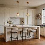 Aurora Glass Cone Pendant Light in Gold Brass, Nordic Minimalist Ceiling Lamp