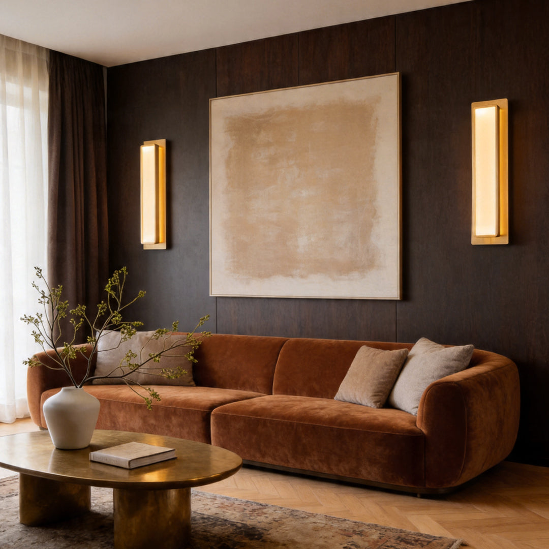Aurelia Brass and Marble LED Wall Sconce in Gold