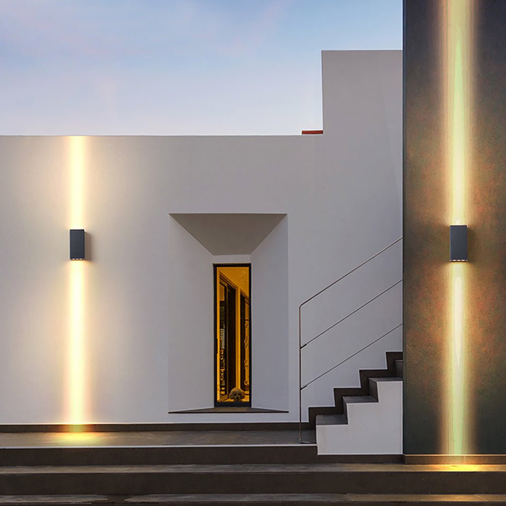 LumaWall Outdoor LED Wall Sconce — Up & Down Light for Modern Courtyards