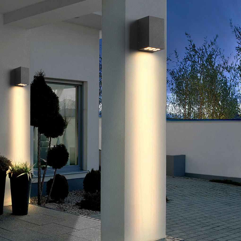 LumaWall Outdoor LED Wall Sconce — Up & Down Light for Modern Courtyards