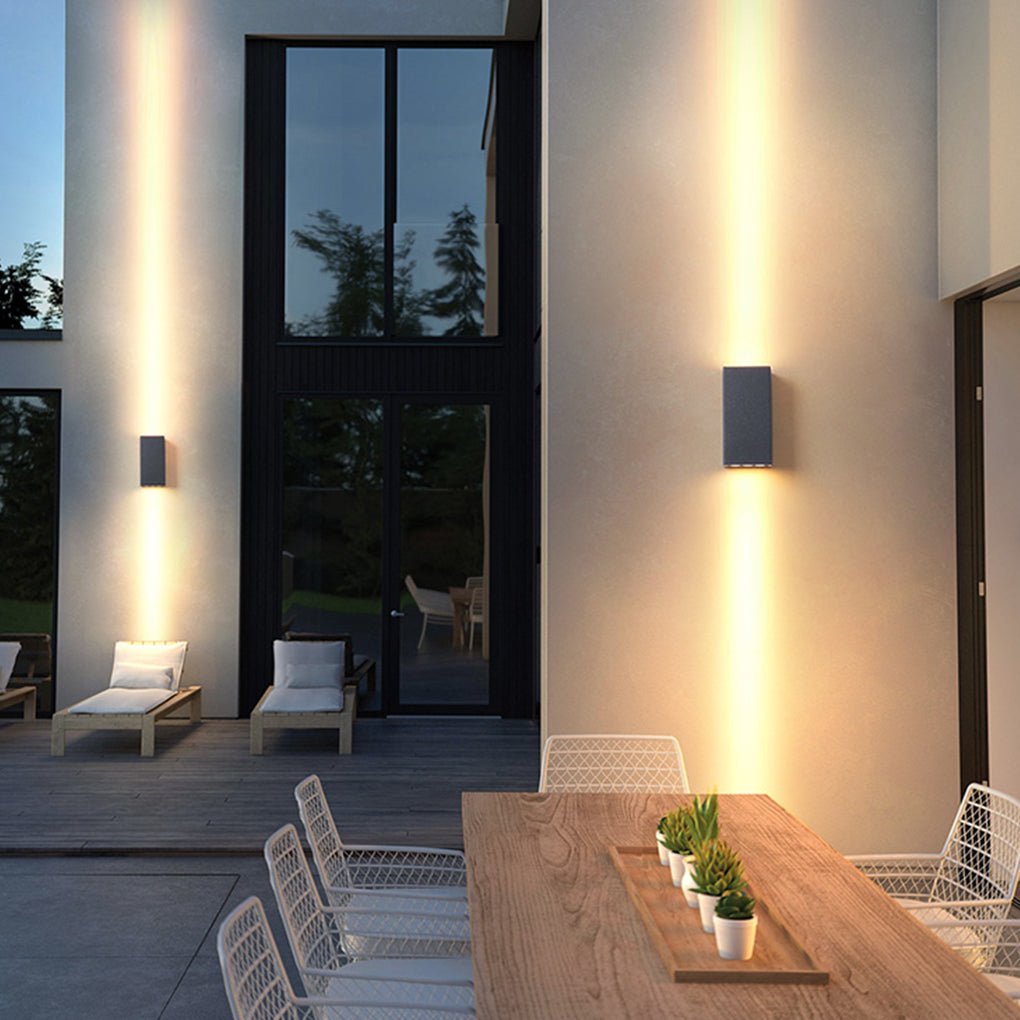 LumaWall Outdoor LED Wall Sconce — Up & Down Light for Modern Courtyards