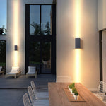 LumaWall Outdoor LED Wall Sconce — Up & Down Light for Modern Courtyards