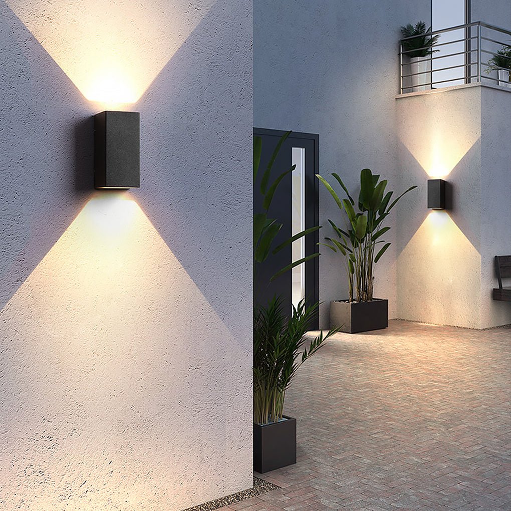 LumaWall Outdoor LED Wall Sconce — Up & Down Light for Modern Courtyards