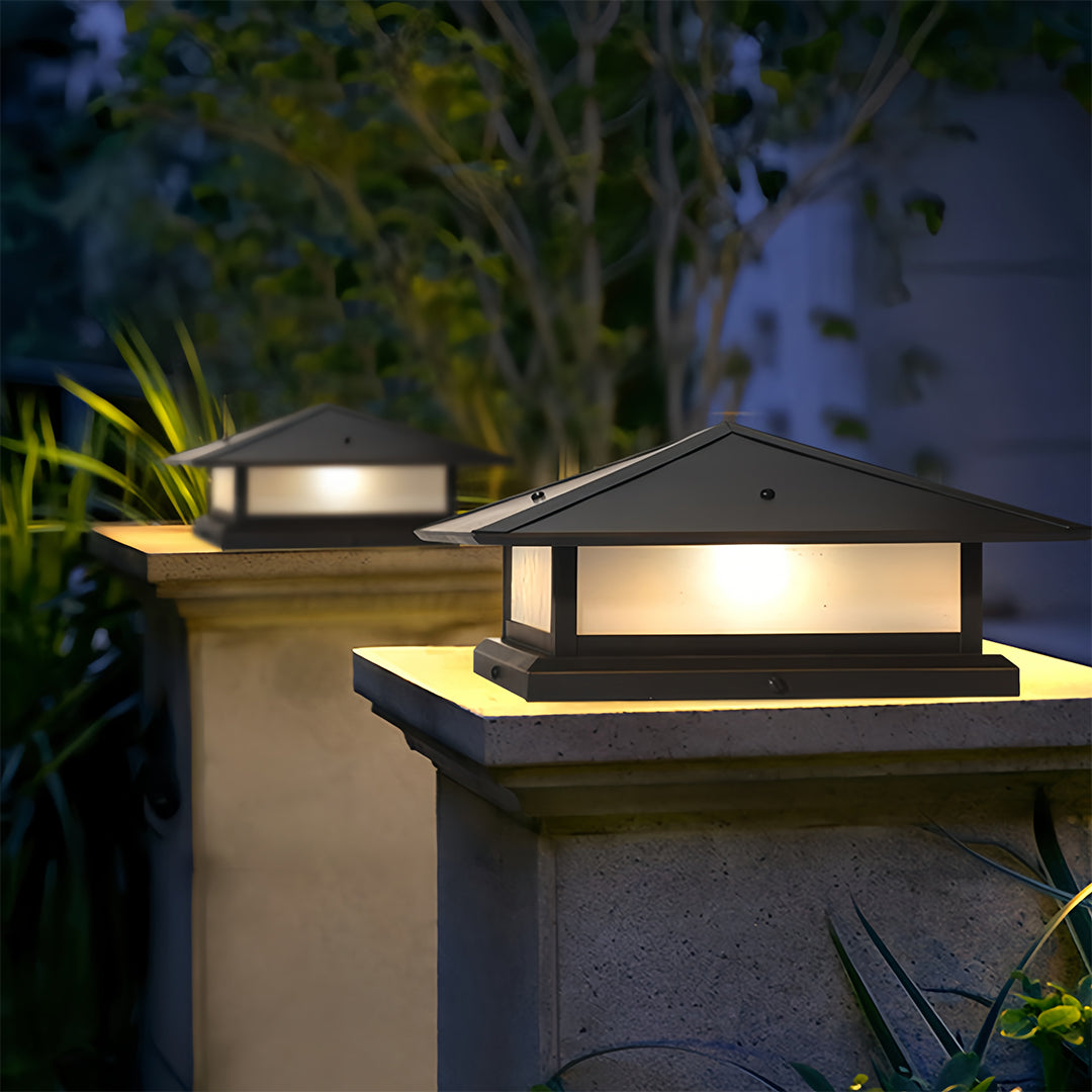Modern Black Outdoor Pillar Lights – Waterproof Pagoda Garden Post Lighting