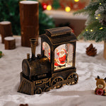 Nordic Christmas Train Table Lamp with Santa and Snowfall Effect