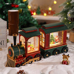 Nordic Christmas Train Table Lamp with Santa and Snowfall Effect