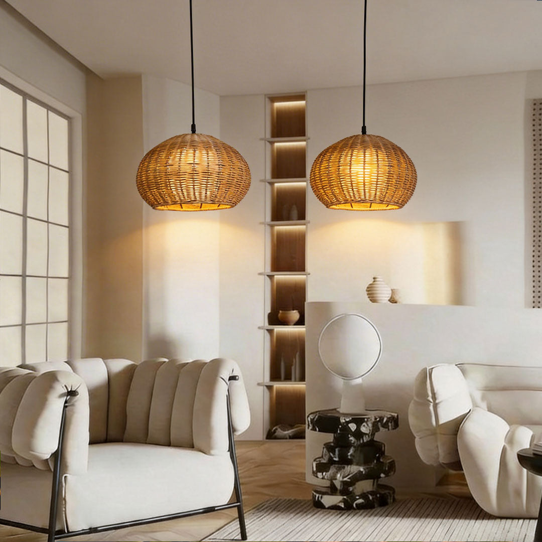 Artisan Rattan Pendant Light – Waterproof Outdoor Hanging Lantern