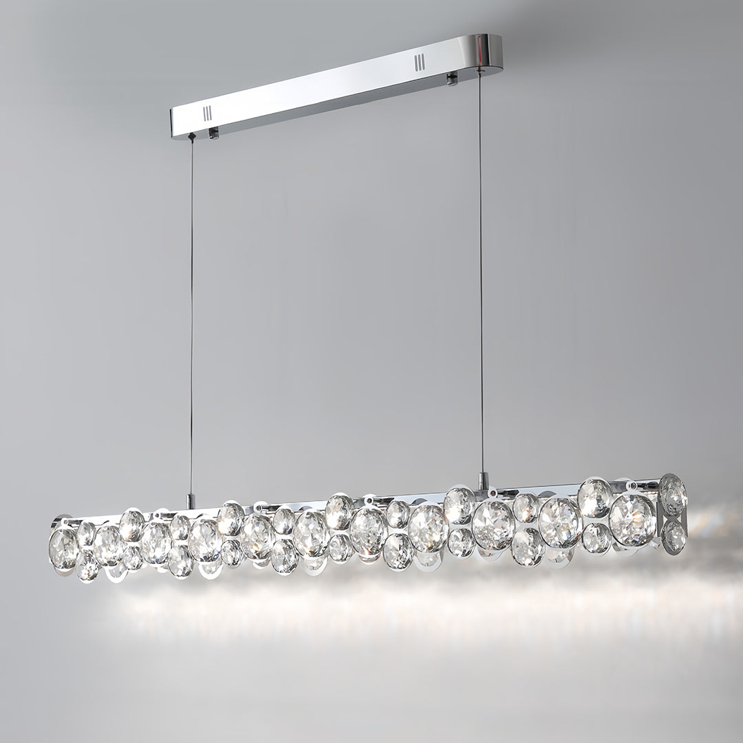 Linear Crystal Pendant Light in Silver Finish for Modern Interiors