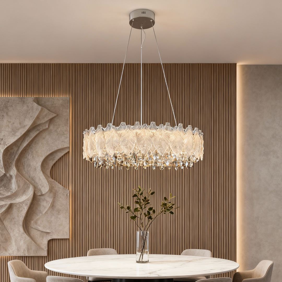 Champagne Gold Crystal Chandelier with Adjustable Chain, French Palace Style Ceiling Light