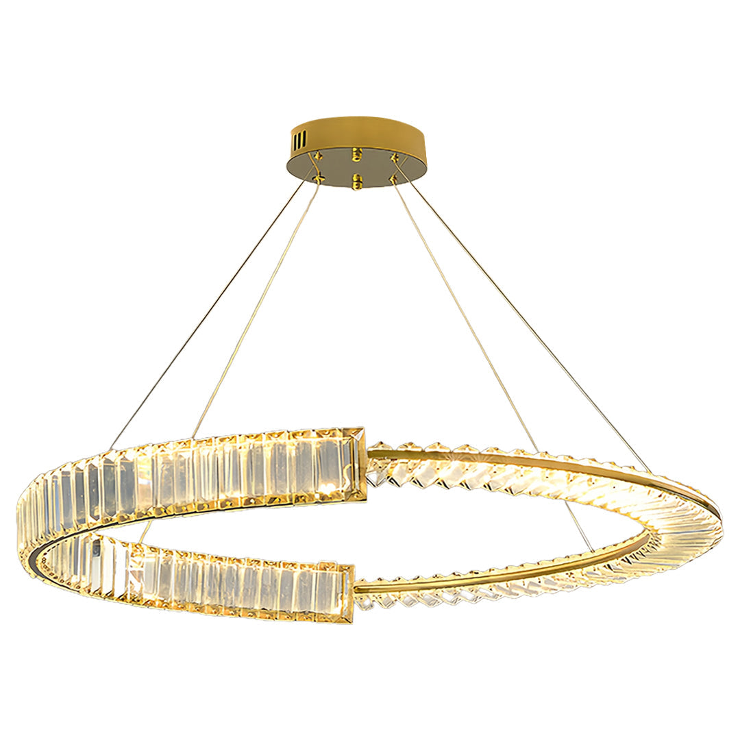 Modern Gold Crystal Ring Chandelier with LED Dimmable Lighting