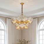 Luxury Copper Glass Chandelier Modern Large Pendant Light for Living Room