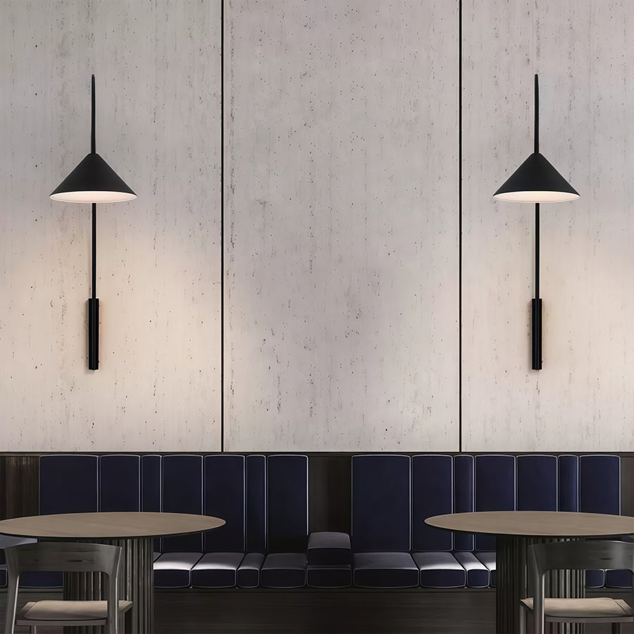 Modern Black Iron Wall Sconce with Glass Shade for Bedroom and Living Room