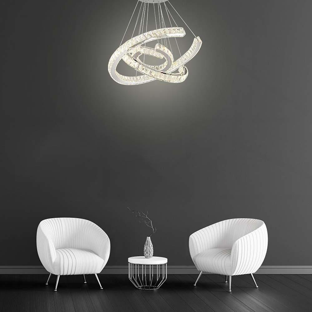 Lumina Wave Crystal LED Chandelier in Stainless Steel