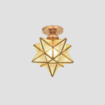 Geometric Star Semi-Flush Ceiling Light in Metal and Glass
