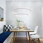 Modern Led Chandelier Minimalist 2 Ring Geometric Lights With Adjustable Height