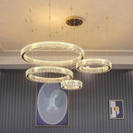 Aurelia Four-Ring Crystal Chandelier in Gold for Grand Foyers