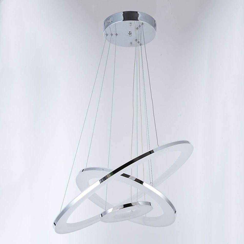 Adjustable Led 3 Ring Chandelier Modern 24Inch Hanging Ceiling Light