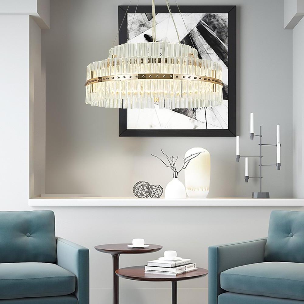 Modern Luxury Dozens Of Crystal Chandelier Gold Led Lighting