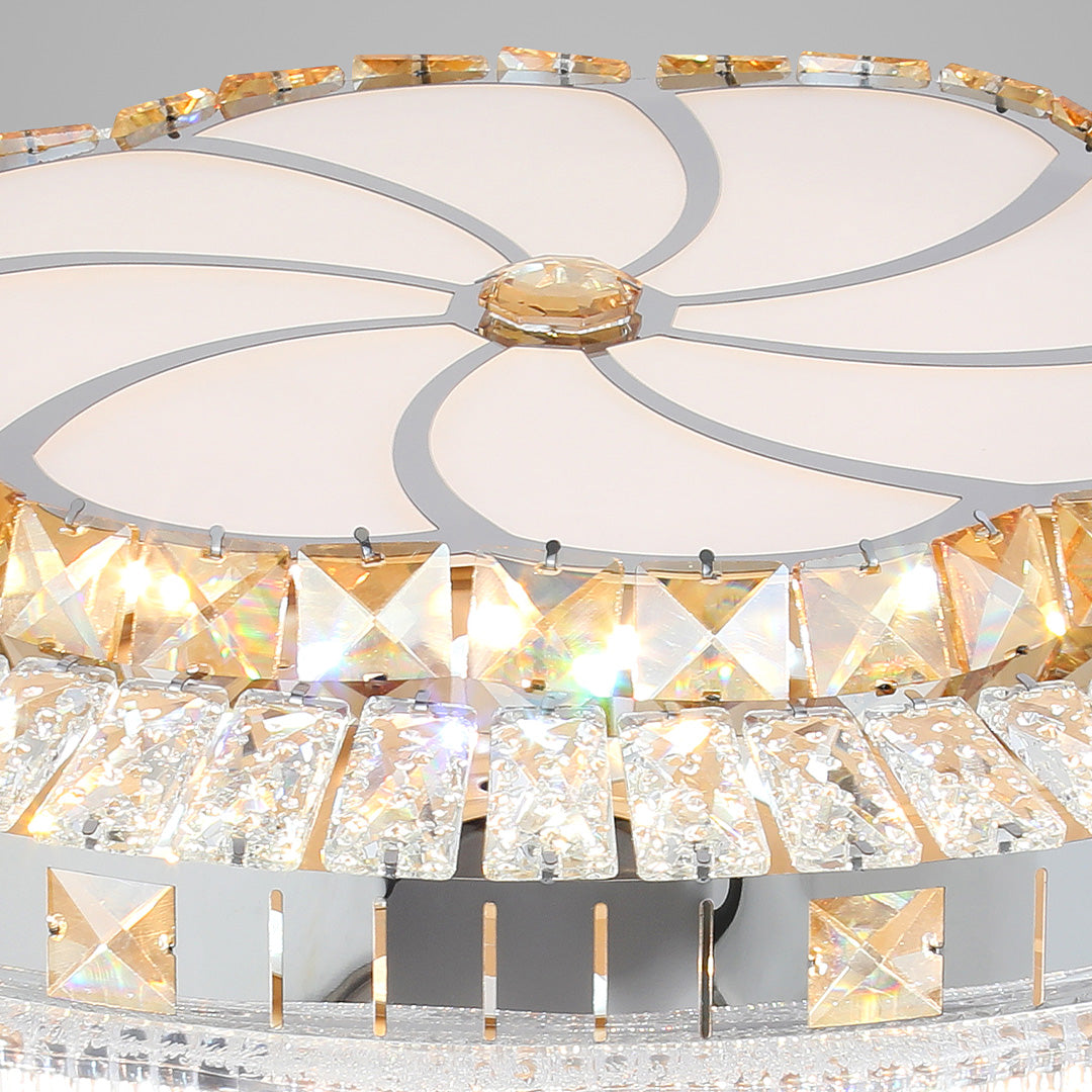 Lumina Gold Crystal Ceiling Fan with Dimmable LED Light, Modern 4-Blade Design