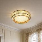 Lumina Crystal Flush Mount Ceiling Light – Full Spectrum LED, Chrome & Stainless Steel