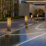 Pixel Rectangular Bollard Lamp in Marble and Stainless Steel for Pathways