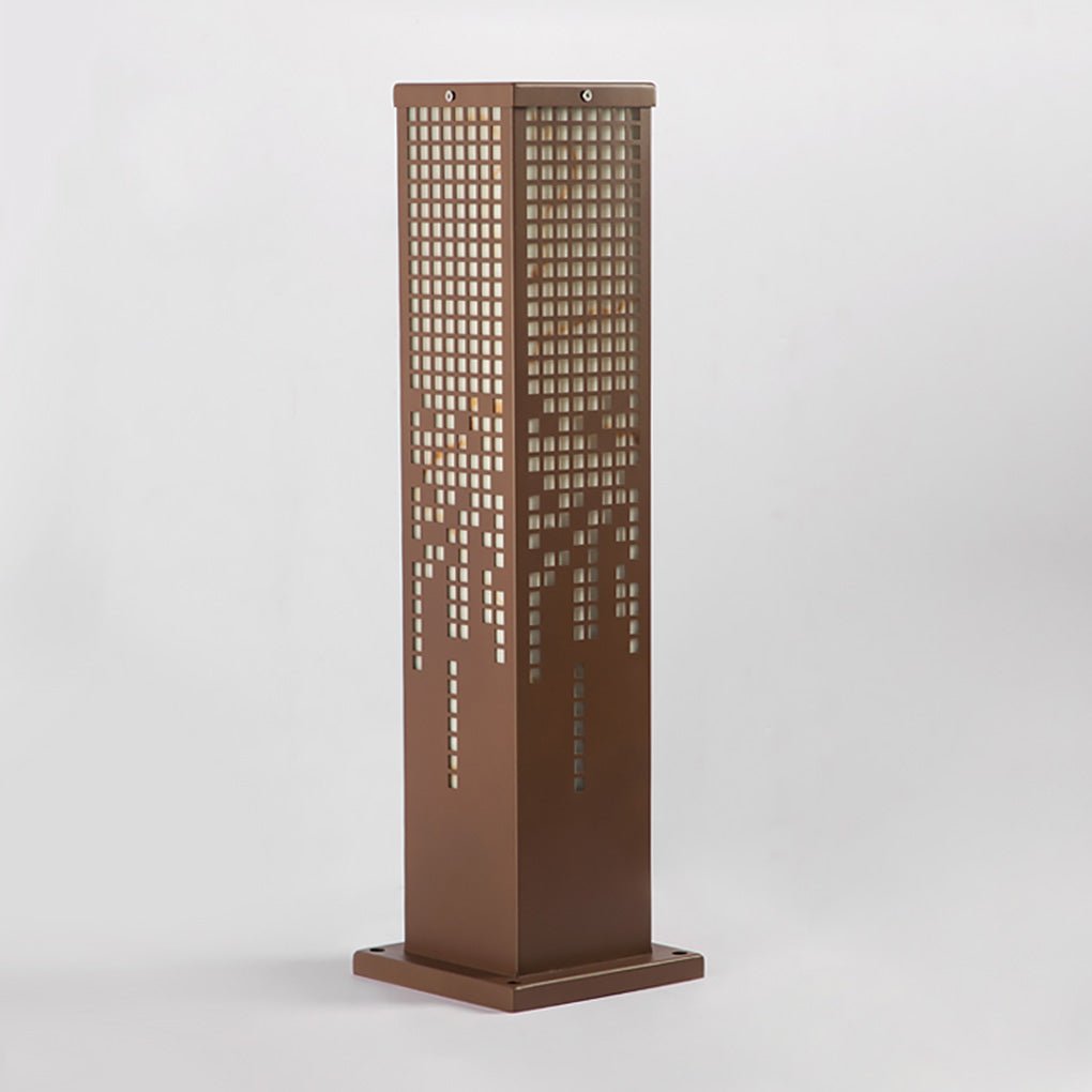 Pixel Rectangular Bollard Lamp in Marble and Stainless Steel for Pathways