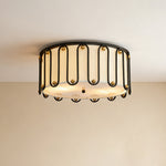 Aurelia Drum Flush Mount Ceiling Light in Matte Black with Opal Acrylic Shade