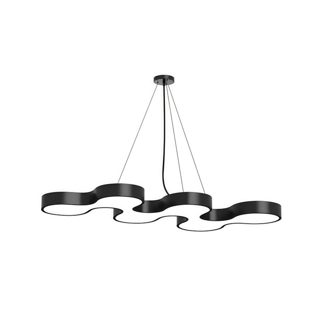 Modern S-Shaped Coral LED Chandelier in Black Iron for Dining & Living Spaces