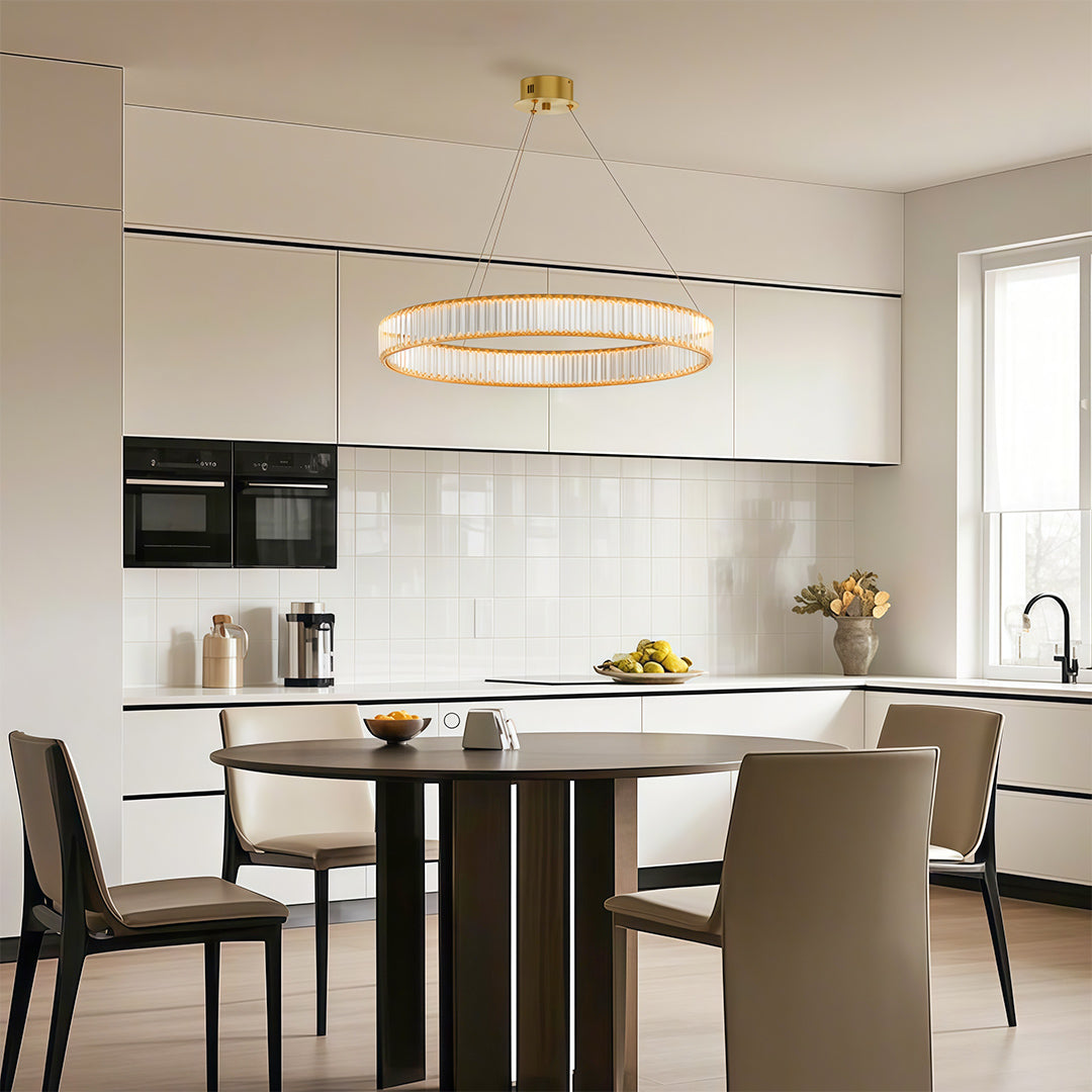 Aurelia Crystal Round Chandelier — American Minimalist LED Pendant for Modern Interiors