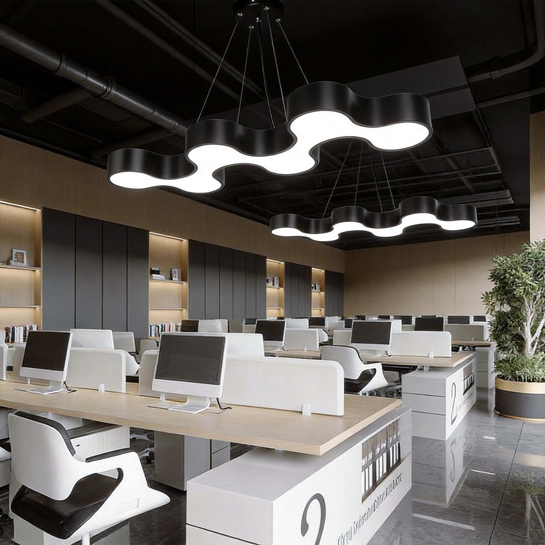 Modern S-Shaped Coral LED Chandelier in Black Iron for Dining & Living Spaces