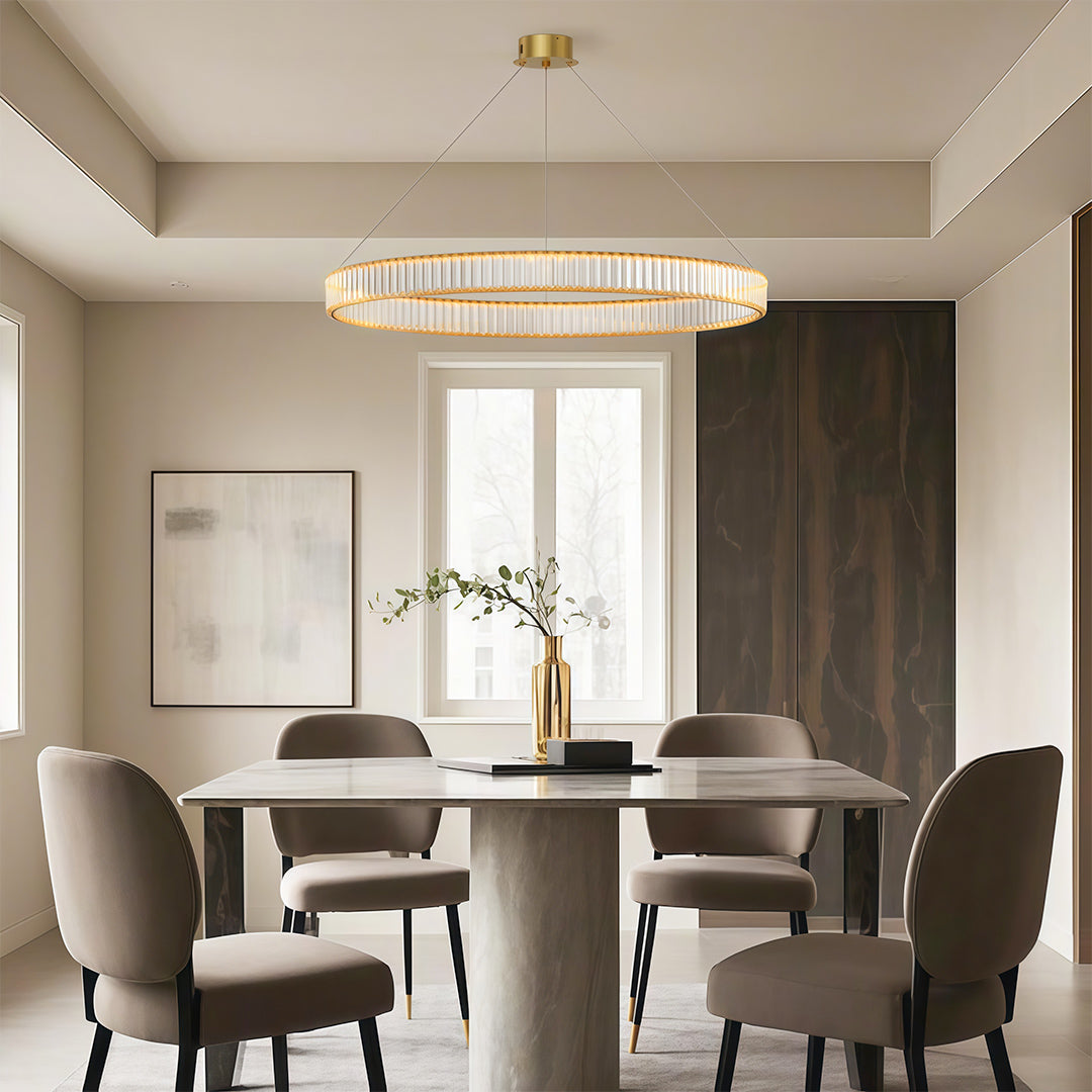 Aurelia Crystal Round Chandelier — American Minimalist LED Pendant for Modern Interiors