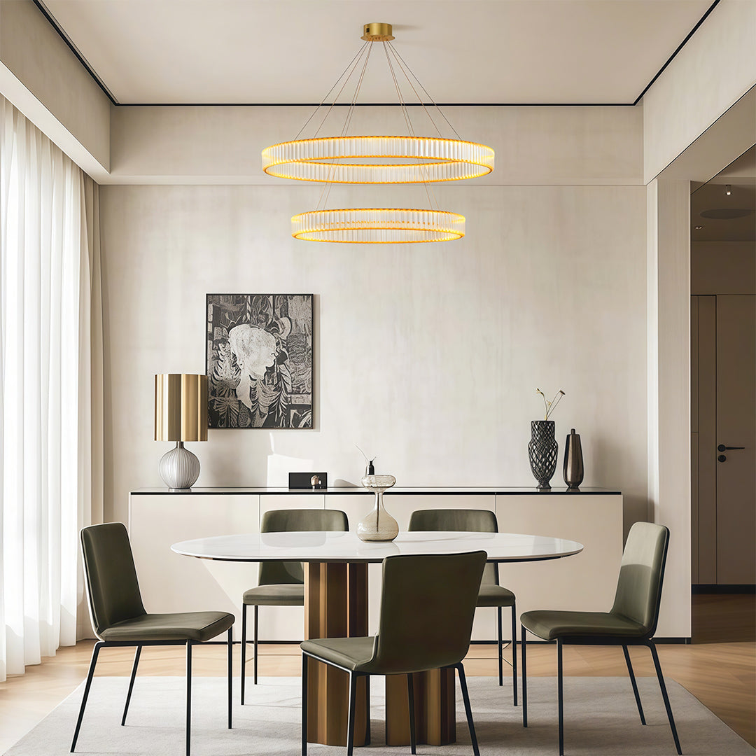 Aurelia Crystal Round Chandelier — American Minimalist LED Pendant for Modern Interiors