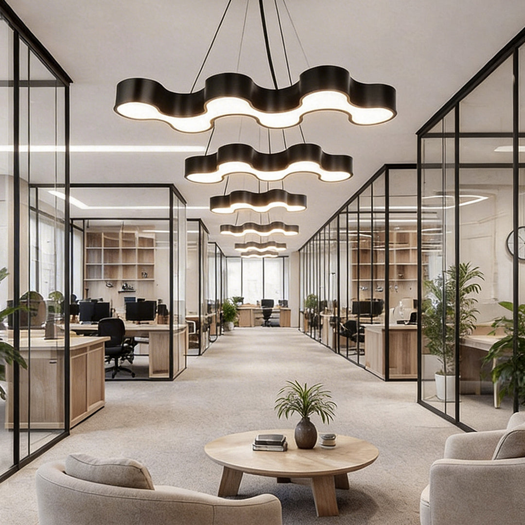 Modern S-Shaped Coral LED Chandelier in Black Iron for Dining & Living Spaces
