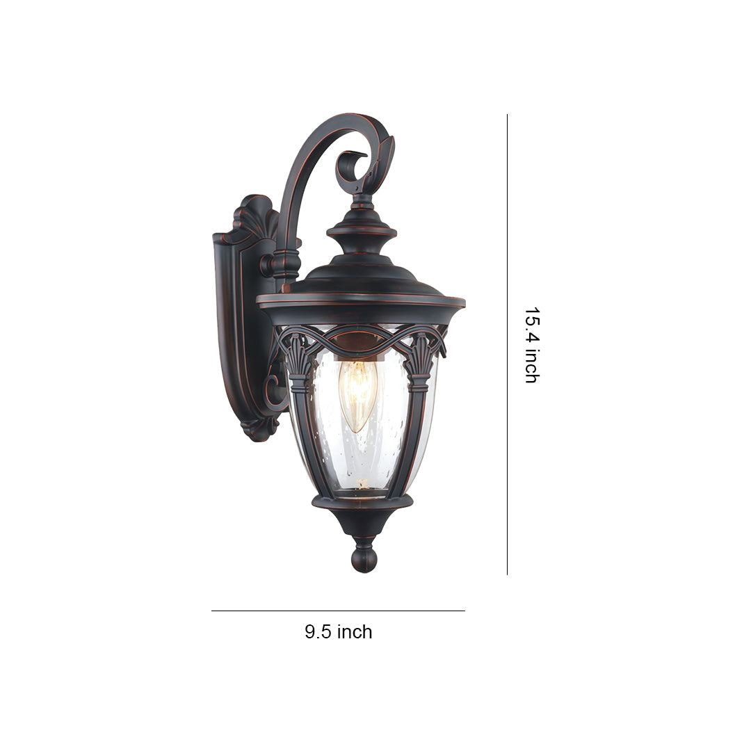 European Outdoor Wall Sconce in Sand-Black Aluminum with Clear Glass Shade