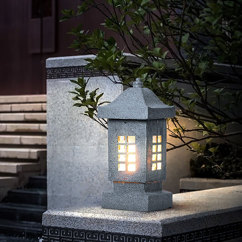 Sculptural Stone-Effect LED Landscape Pillar Light for Courtyards & Walkways