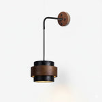 Event Horizon Wall Sconce in Black Travertine and Walnut