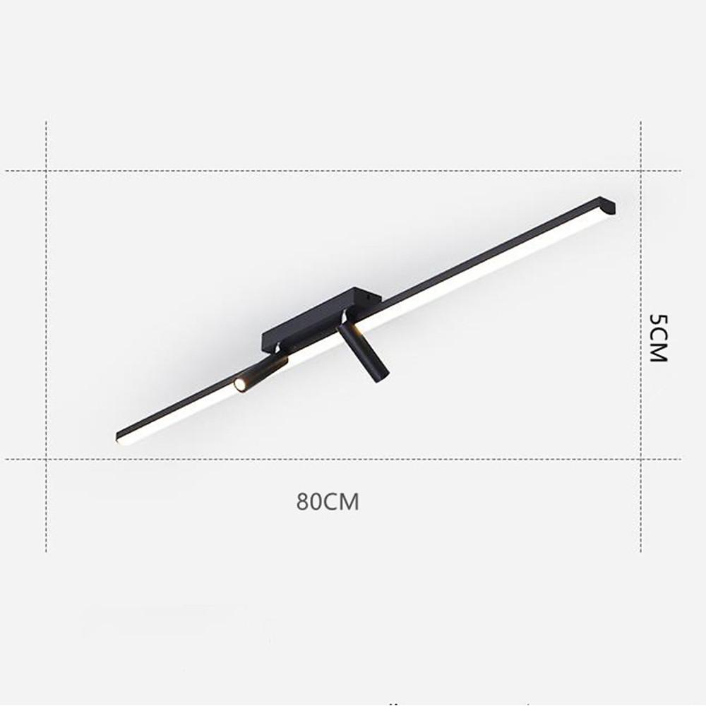 Unique 2 Spotlights Black Linear Semi Flush Mount Ceiling Led Light