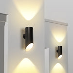 Modern Outdoor Up and Down Wall Sconce in Black Stainless Steel with Clear Glass