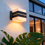 Geometric Outdoor Wall Sconce in Black and White Stainless Steel
