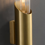 Cylindrical Brass Up Down Wall Light with Clear Glass Shade