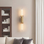 Cylindrical Brass Up Down Wall Light with Clear Glass Shade