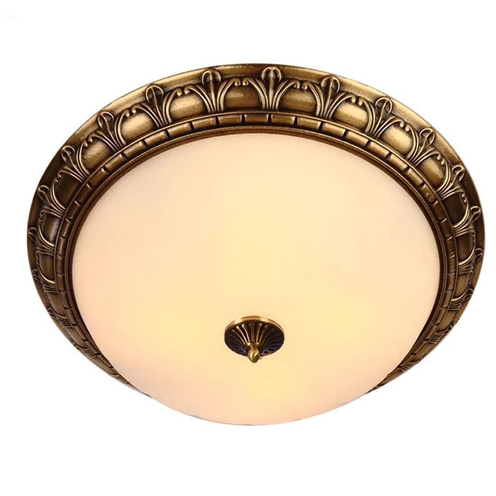 Antique Flush Mount Ceiling Light Vintage Bronze Frosted Glass Light Fixture
