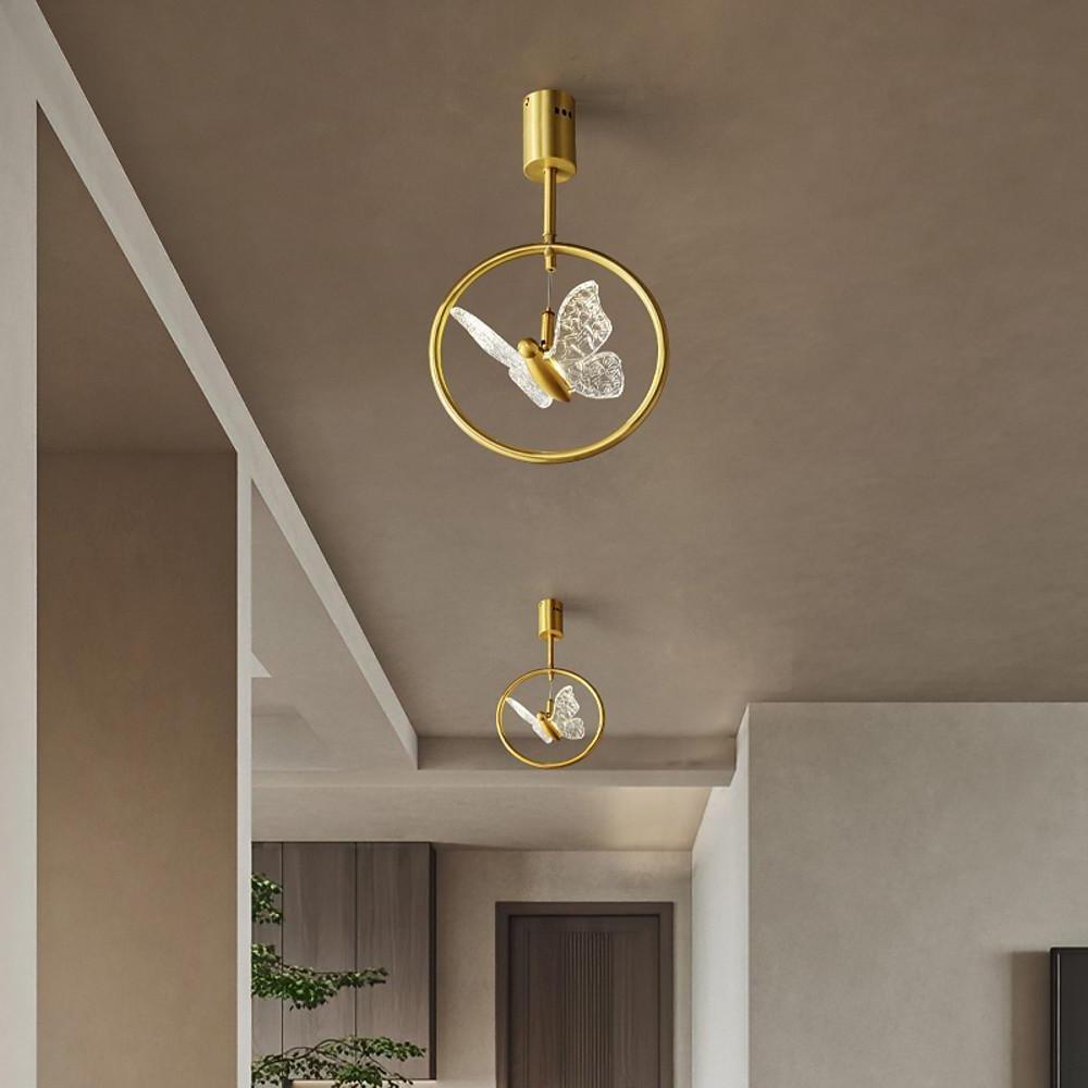 Butterfly Ring Led Nordic Ceiling Light Semi Flush Mount Ceiling Light With Acrylic Lampshade