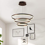 Trio of Illumination: Modern LED Chandelier with Adjustable Rings