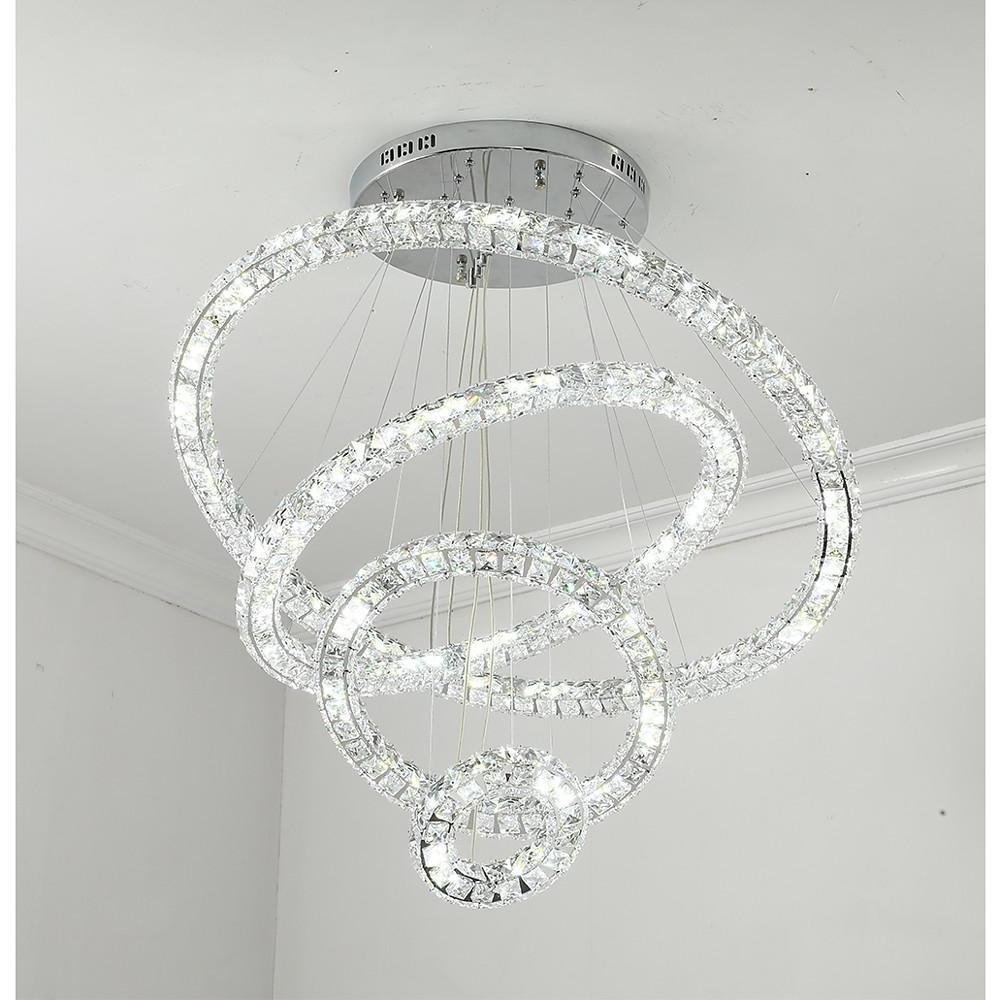 3 4 Light Led Tiered Chandelier Led Crystal Ring Hanging Pendant Light