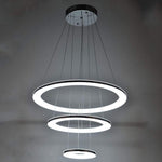 Adjustable Led 3 Ring Chandelier Modern 24Inch Hanging Ceiling Light